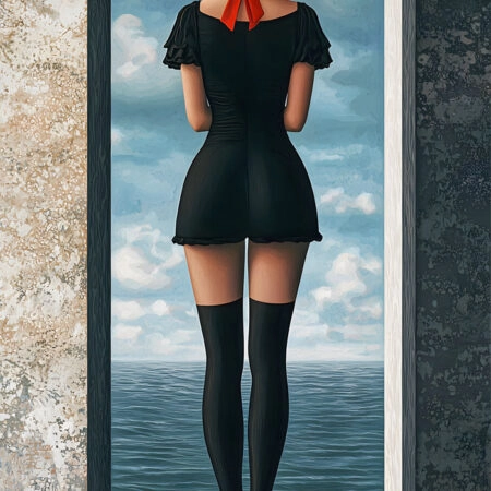 Πινακας σε καμβά WOMAN IN FRONT OF SEA RETRO DREAMSCAPE - Πινακες σε καμβα Sticky 6
