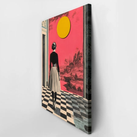 Πινακας σε καμβά WOMAN WITH ORANGE SUN RETRO DREAMSCAPE - Πινακες σε καμβα Sticky 3