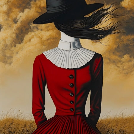 Πινακας σε καμβά RED DRESS AND HAT RETRO DREAMSCAPE - Πινακες σε καμβα Sticky 6