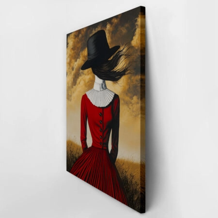 Πινακας σε καμβά RED DRESS AND HAT RETRO DREAMSCAPE - Πινακες σε καμβα Sticky 3