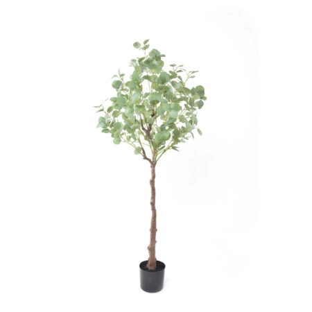 SILVER DOLLAR EUCALYPTUS ΔΕΝΤΡΟ ΤΕΧΝΗΤΟ ΣΕ ΓΛΑΣΤΡΑ 150 PE ΠΡΑΣΙΝΟ ΜΕΤΑΞΩΤΟ ΥΦΑΣΜΑ