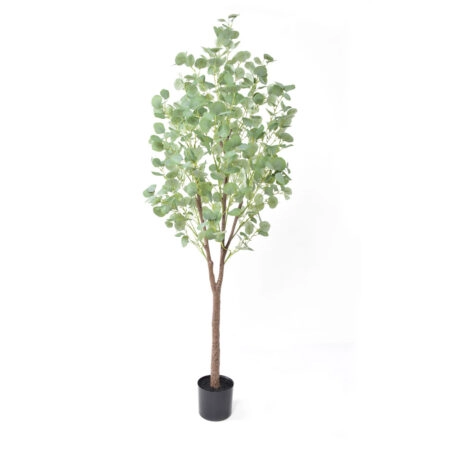SILVER DOLLAR EUCALYPTUS ΔΕΝΤΡΟ ΤΕΧΝΗΤΟ ΣΕ ΓΛΑΣΤΡΑ 180 PE ΠΡΑΣΙΝΟ ΜΕΤΑΞΩΤΟ ΥΦΑΣΜΑ