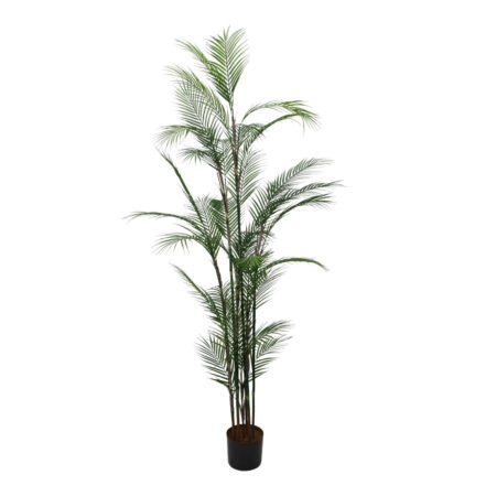 MAJESTY PALM ΔΕΝΤΡΟ ΤΕΧΝΗΤΟ ΣΕ ΓΛΑΣΤΡΑ 180 PVC ΠΡΑΣΙΝΟ ΜΑΥΡΟ ΤΣΙΜΕΝΤΟ - 