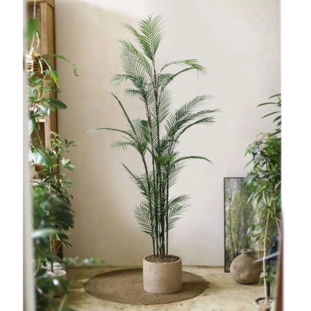 MAJESTY PALM ΔΕΝΤΡΟ ΤΕΧΝΗΤΟ ΣΕ ΓΛΑΣΤΡΑ 180 PVC ΠΡΑΣΙΝΟ ΜΑΥΡΟ ΤΣΙΜΕΝΤΟ -  Sticky 1
