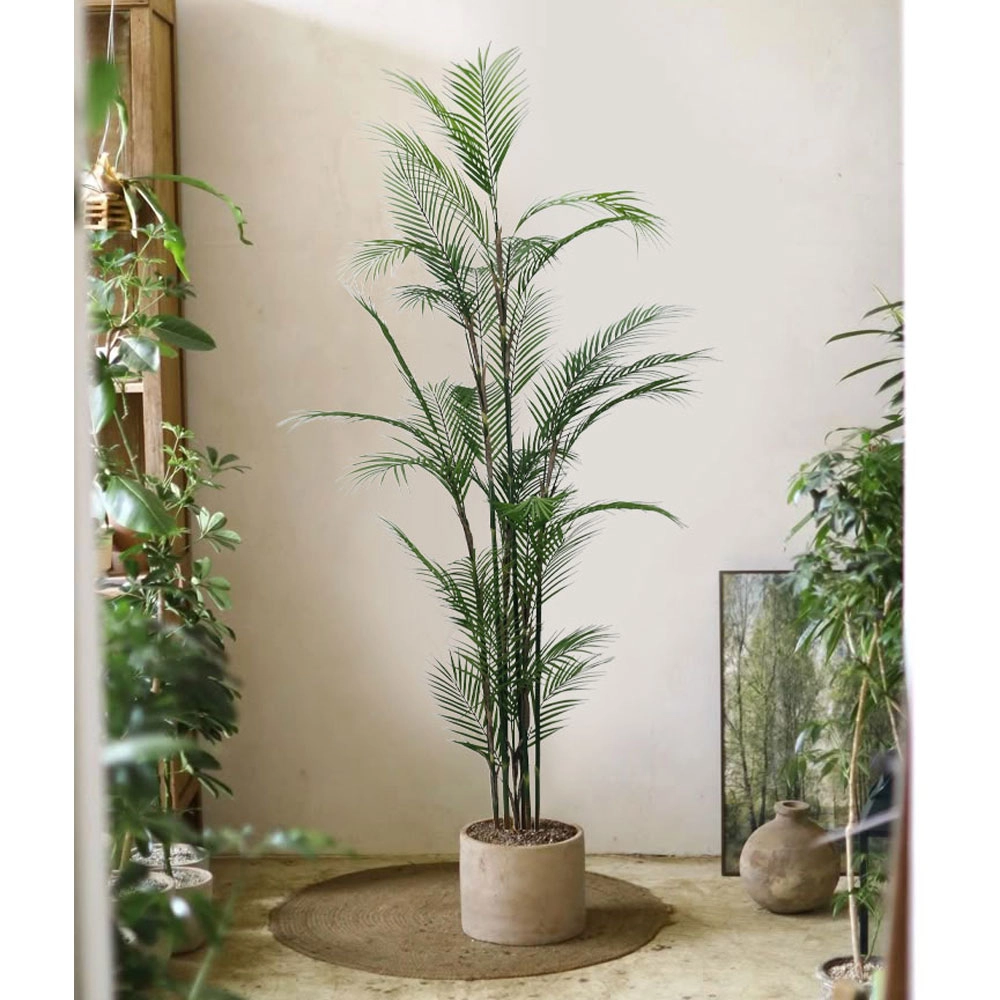 MAJESTY PALM ΔΕΝΤΡΟ ΤΕΧΝΗΤΟ ΣΕ ΓΛΑΣΤΡΑ 180 PVC ΠΡΑΣΙΝΟ ΜΑΥΡΟ ΤΣΙΜΕΝΤΟ