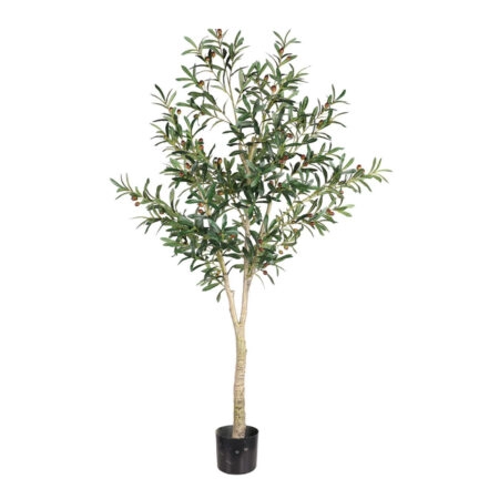 OLIVE TREE ΔΕΝΤΡΟ ΤΕΧΝΗΤΟ ΣΕ ΓΛΑΣΤΡΑ 180 PVC ΠΡΑΣΙΝΟ ΜΑΥΡΟ ΤΣΙΜΕΝΤΟ - 