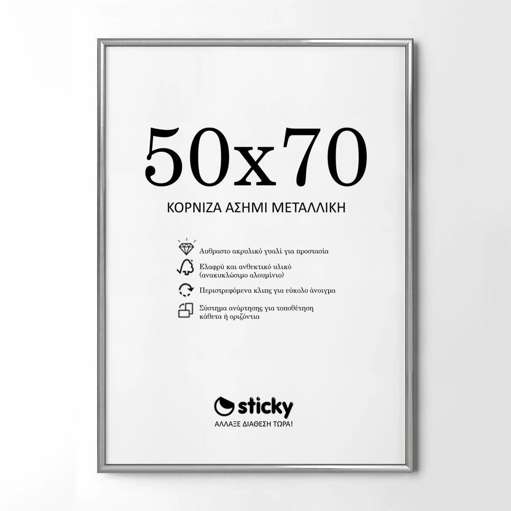 Κορνίζα Ασημί Μεταλλική 50cm x 70cm