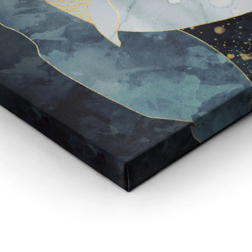 Σετ Δίπτυχος Πινακας σε καμβά ABSTRACT GOLD ILLUSTRATION WITH WHALE