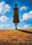 Πινακας σε καμβά BLACK FIGURE OF A WOMAN IN FIELD RETRO DREAMSCAPE
