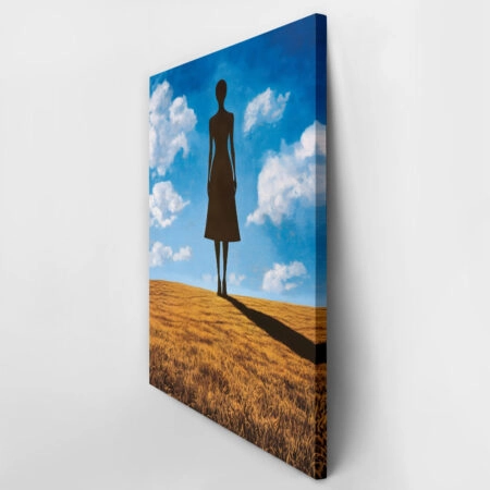 Πινακας σε καμβά BLACK FIGURE OF A WOMAN IN FIELD RETRO DREAMSCAPE - Πορτραιτα και Φιγουρες Sticky 3