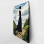 Πινακας σε καμβά BLACK FIGURED WOMAN ON PATH RETRO DREAMSCAPE