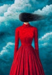 Πινακας σε καμβά BLACK HAIRED IN RED DRESS RETRO DREAMSCAPE