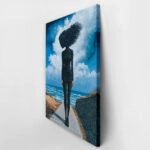 Πινακας σε καμβά BLACK SILHOUETTE IN FRONT OF SEA RETRO DREAMSCAPE