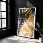 Πόστερ BLACK AND GOLD PALM LEAVES