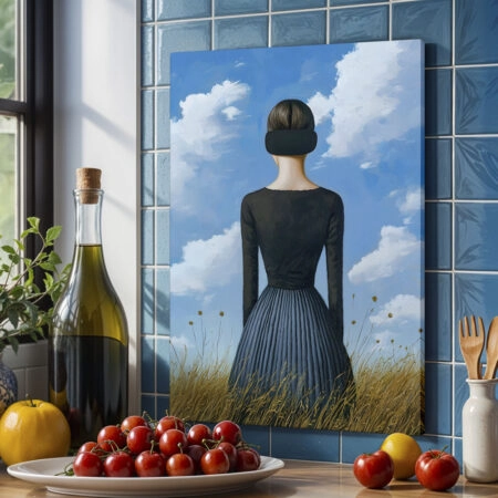 Πινακας σε καμβά BROWN HAIRED WOMAN IN FIELD RETRO DREAMSCAPE