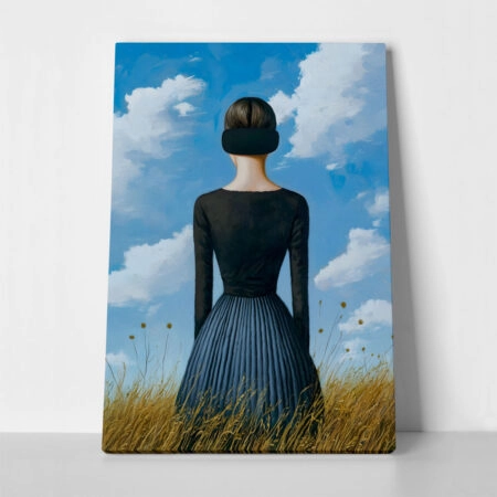Πινακας σε καμβά BROWN HAIRED WOMAN IN FIELD RETRO DREAMSCAPE - Πορτραιτα και Φιγουρες Sticky 1