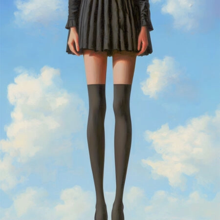 Πινακας σε καμβά FLOATING WOMAN WITH BLACK SKIRT RETRO DREAMSCAPE - Εργα Τεχνης Sticky 6