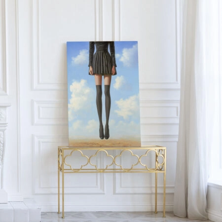 Πινακας σε καμβά FLOATING WOMAN WITH BLACK SKIRT RETRO DREAMSCAPE - Εργα Τεχνης