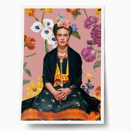 Πόστερ FRIDA KAHLO ON PINK FLORAL - Διασημοι Ζωγραφοι Sticky 1