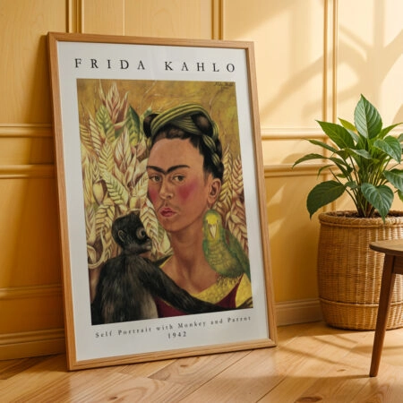Πόστερ FRIDA KAHLO - SELF PORTRAIT WITH MONKEY AND PARROT