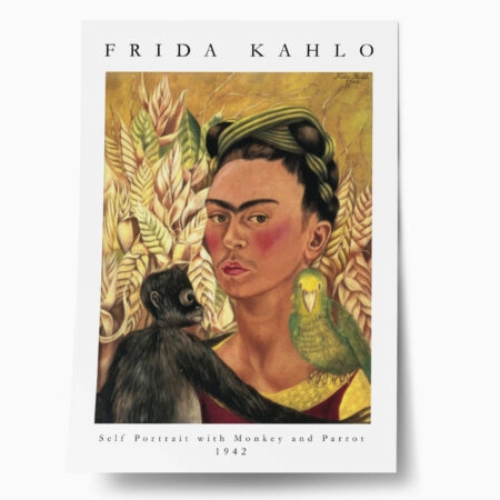 Πόστερ FRIDA KAHLO - SELF PORTRAIT WITH MONKEY AND PARROT - Διασημοι Ζωγραφοι Sticky 1