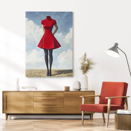 Πινακας σε καμβά HEADLESS WOMAN IN RED DRESS RETRO DREAMSCAPE - Μοδα και Διασκεδαση
