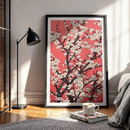 Πόστερ JAPANESE ALMOND BLOSSOM RED - Botanical - Λουλούδια