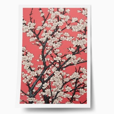 Πόστερ JAPANESE ALMOND BLOSSOM RED - Botanical - Λουλούδια Sticky 1