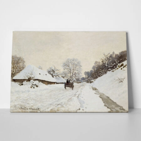 Πινακας σε καμβά MONET - A CART ON THE SNOWY ROAD AT HONFLEUR - Monet Claude Sticky 1