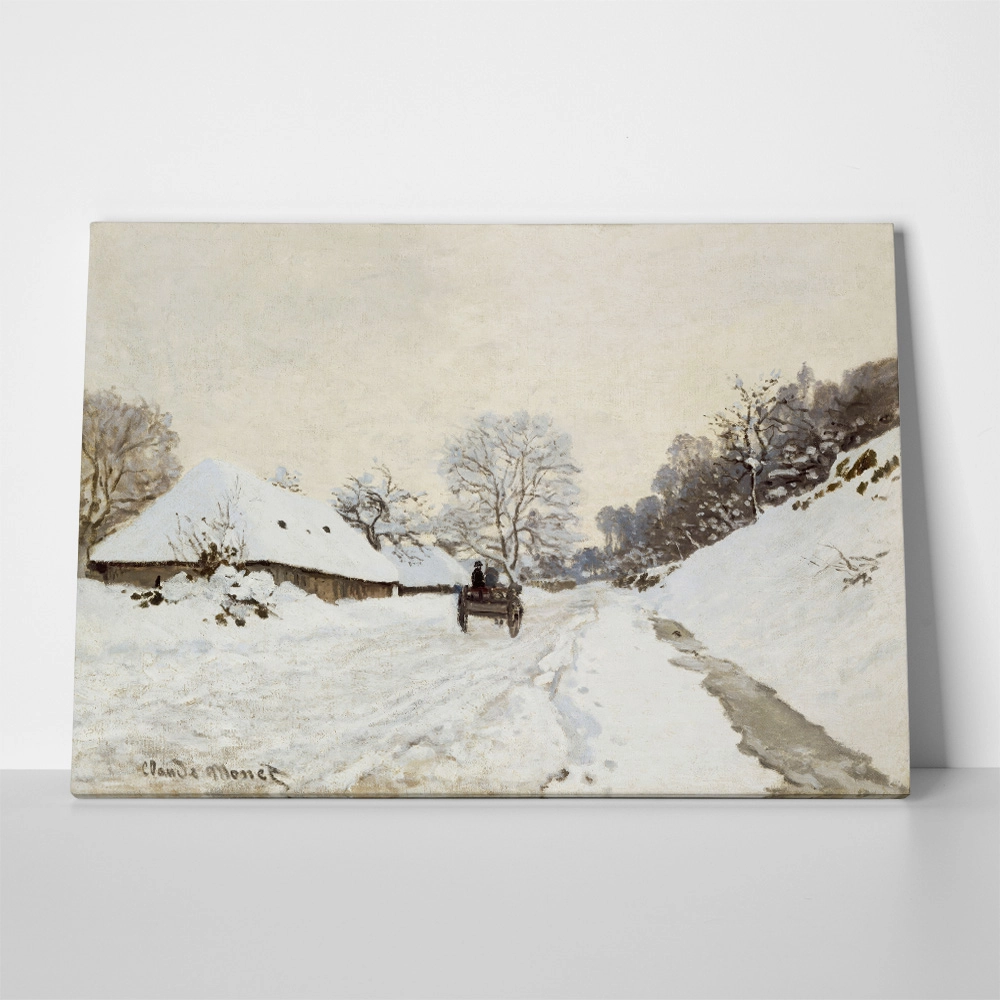 Πινακας σε καμβά MONET - A CART ON THE SNOWY ROAD AT HONFLEUR