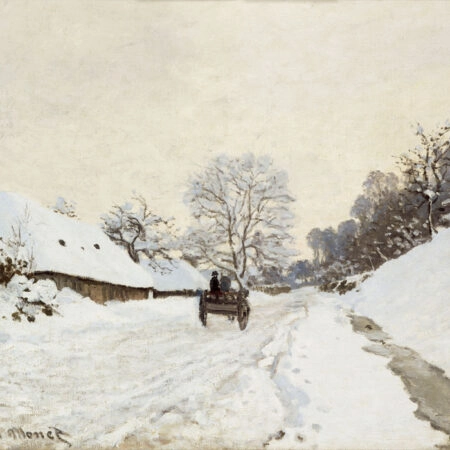 Πινακας σε καμβά MONET - A CART ON THE SNOWY ROAD AT HONFLEUR - Monet Claude Sticky 6
