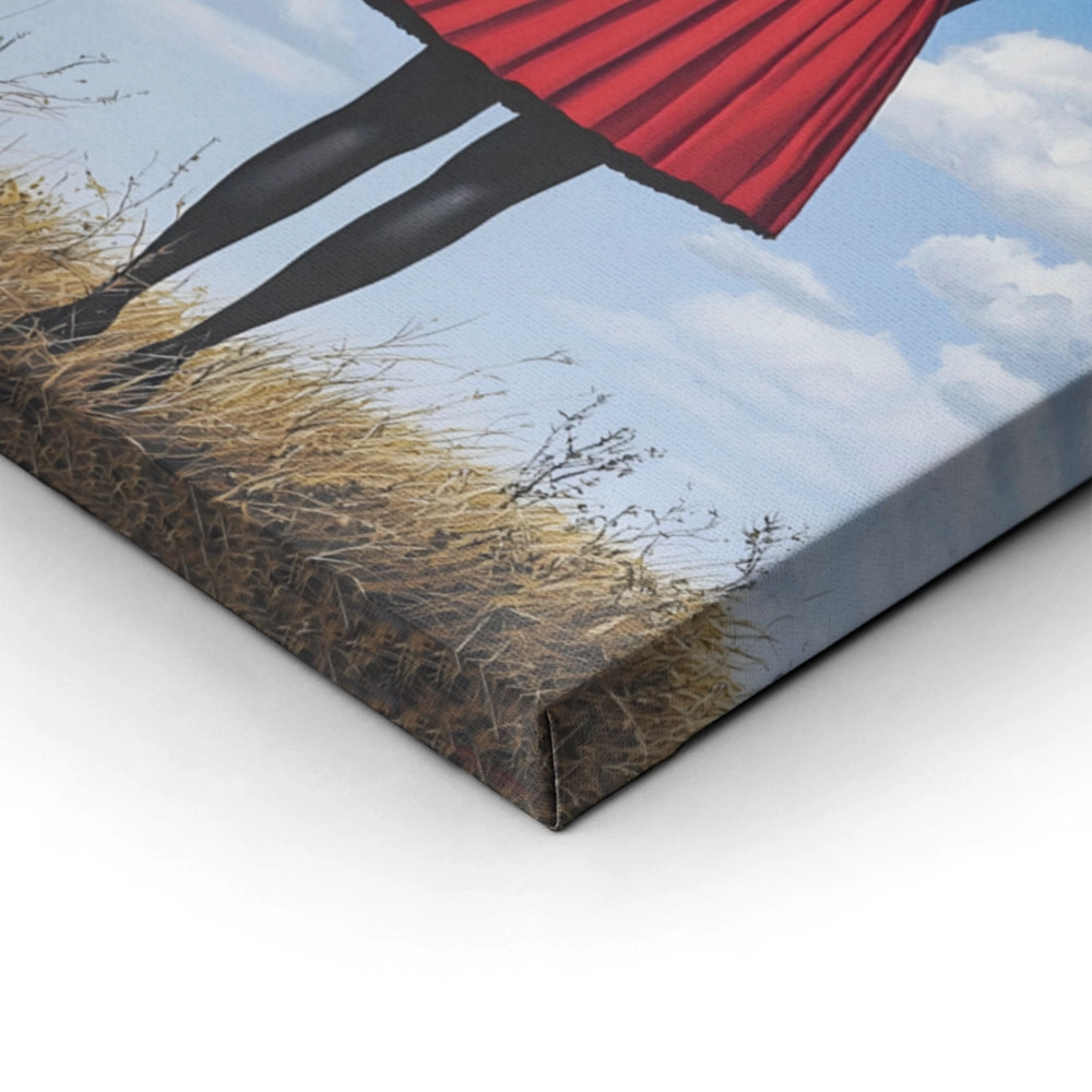 Πινακας σε καμβά RED DRESSED HEADLESS WOMAN WITH HAT RETRO DREAMSCAPE