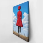 Πινακας σε καμβά RED DRESSED HEADLESS WOMAN WITH HAT RETRO DREAMSCAPE