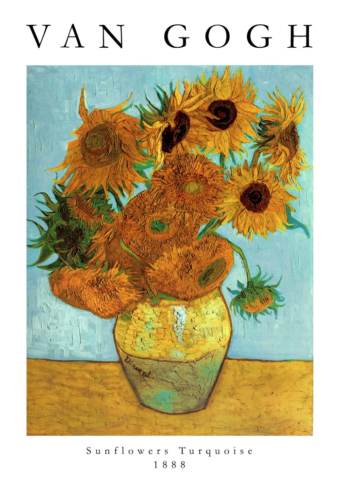 Πόστερ VAN GOGH - SUNFLOWERS TURQUOISE