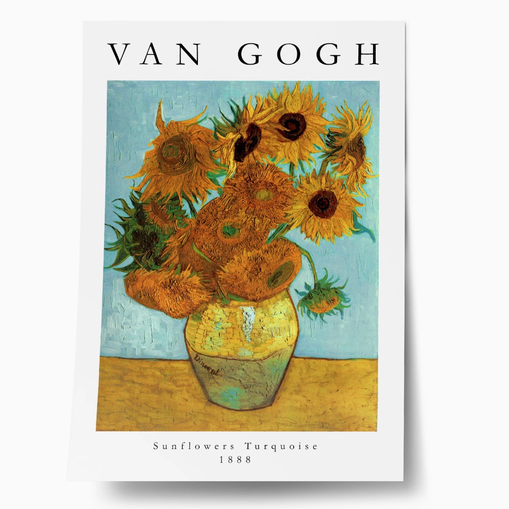 Πόστερ VAN GOGH - SUNFLOWERS TURQUOISE