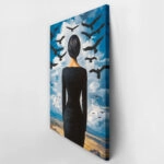Πινακας σε καμβά WOMAN LOOKING AT BIRDS RETRO DREAMSCAPE