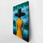Πινακας σε καμβά WOMAN WITH ORANGE DRESS AND GREEN HAT RETRO DREAMSCAPE