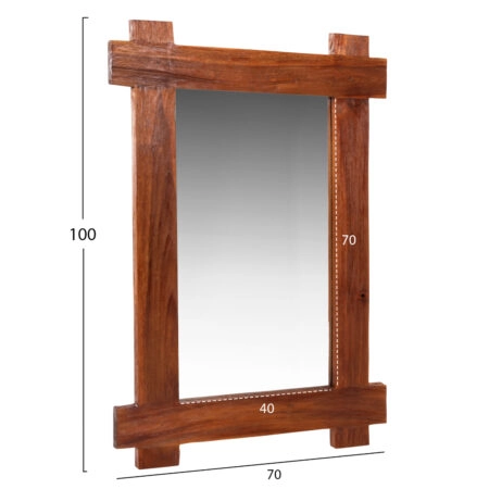 ΚΑΘΡΕΠΤΗΣ ΤΟΙΧΟΥ HM4303 ΑΝΑΚΥΚΛΩΜΕΝΟ TEAK ΣΕ ΦΥΣΙΚΟ 70x100Υεκ. - Καθρέπτες Sticky 1