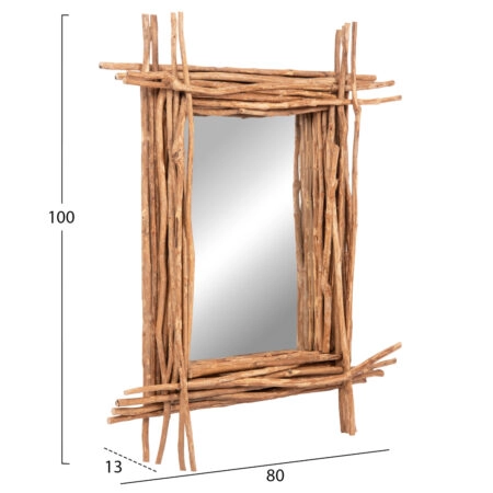ΚΑΘΡΕΠΤΗΣ ΤΟΙΧΟΥ TWIGGER HM4442 DRIFTWOOD ΣΕ ΦΥΣΙΚΟ ΧΡΩΜΑ 80x15x100Υεκ - Καθρέπτες Sticky 1
