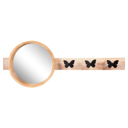ΚΑΘΡΕΠΤΗΣ ΤΟΙΧΟΥ ΣΤΡΟΓΓΥΛΟΣ SCUTTLE HM4222 FIR WOOD&MDF-BLACK METAL 80x6,5x30,5Υεκ. - Καθρέπτες Sticky 2