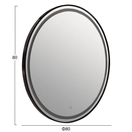 ΚΑΘΡΕΠΤΗΣ ΤΟΙΧΟΥ ΣΤΡΟΓΓΥΛΟΣ ROUNDER HM4503.01 ΑΛΟΥΜΙΝΙΟ ΣΕ ΜΑΥΡΟ-ΦΩΤΙΣΜΟΣ LED Φ80εκ. - Καθρέπτες Sticky 1