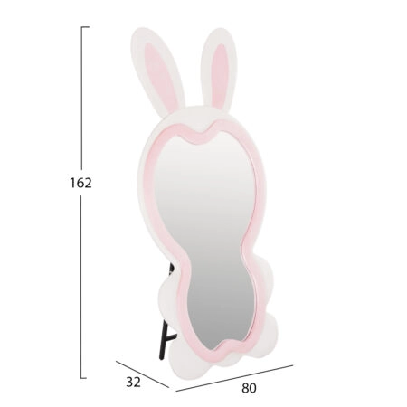 ΠΑΙΔΙΚΟΣ ΚΑΘΡΕΦΤΗΣ ΔΑΠΕΔΟΥ BUNNY HM4489.01 MDF ΡΟΖ & ΛΕΥΚΟ-ΜΑΥΡΟ STAND 80x162Υεκ. - Καθρέπτες Sticky 1