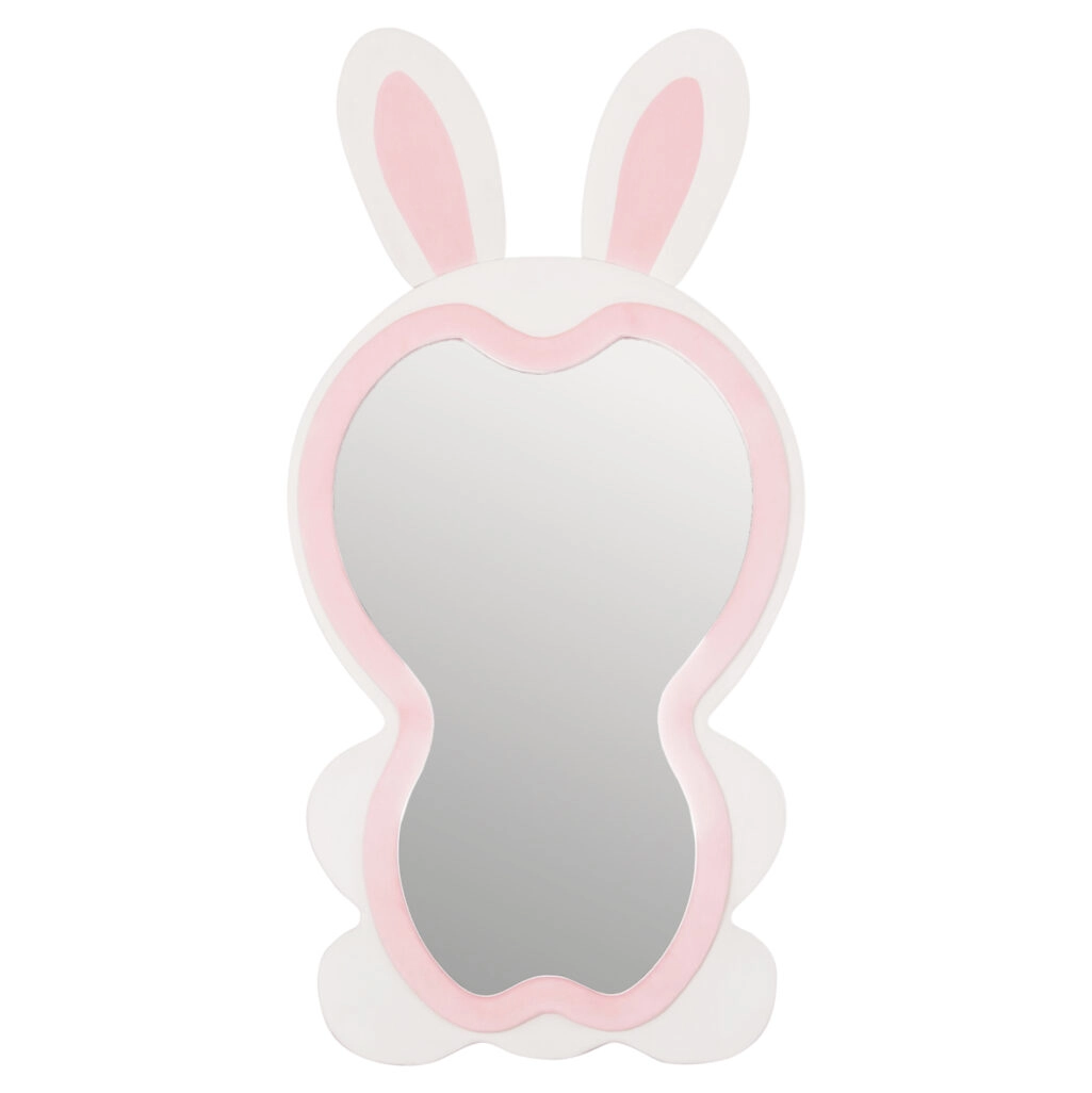ΠΑΙΔΙΚΟΣ ΚΑΘΡΕΦΤΗΣ ΔΑΠΕΔΟΥ BUNNY HM4489.01 MDF ΡΟΖ & ΛΕΥΚΟ-ΜΑΥΡΟ STAND 80x162Υεκ.