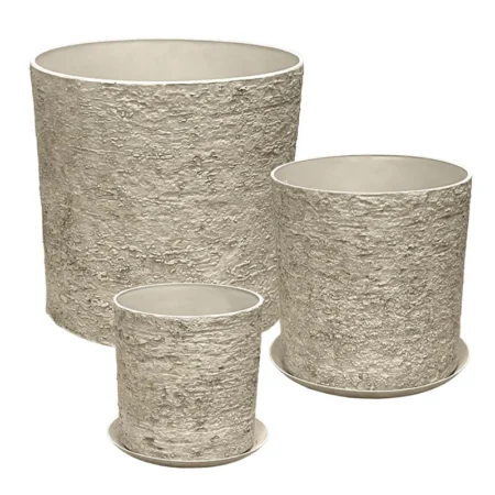 STONE POLYRESIN ΚΑΣΠΩ ΜΕ ΠΙΑΤΟ ΣΕΤ/5 ΜΠΕΖ ΠΑΛΑΙΩΜΕΝΟ ΦΙΛΝΤΙΣΙ - L:Φ43x43, M:Φ35x36, S:Φ28x28cm - Κασπω