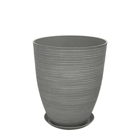 STONE POLYRESIN ΚΑΣΠΩ ΜΕ ΠΙΑΤΟ ΓΚΡΙ ΠΑΛΙΟ ΠΗΛΙΝΟ ΜΕΣΑΙΟ - Φ35x42.5cm