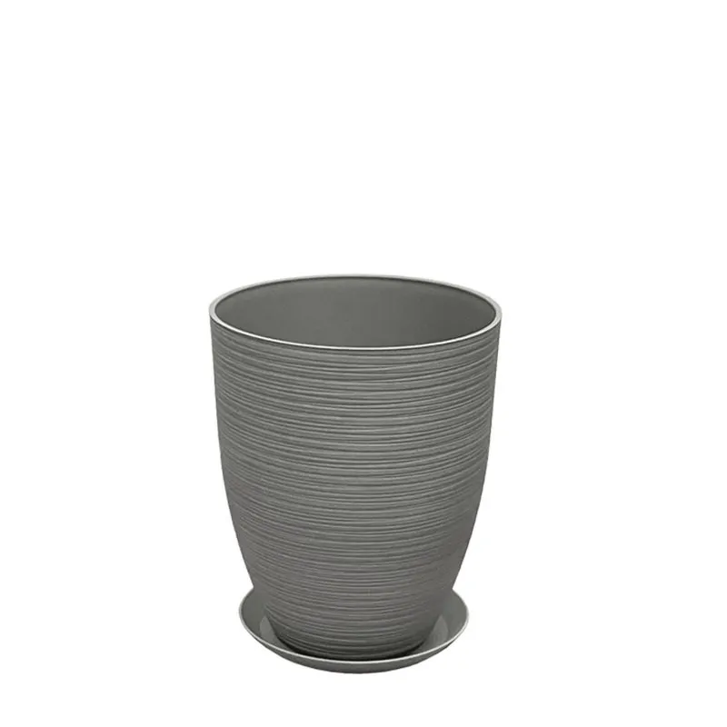 STONE POLYRESIN ΚΑΣΠΩ ΜΕ ΠΙΑΤΟ ΓΚΡΙ ΠΑΛΙΟ ΠΗΛΙΝΟ ΜΙΚΡΟ - Φ28x34.5cm