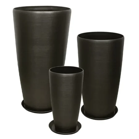STONE POLYRESIN ΚΑΣΠΩ ΜΕ ΠΙΑΤΟ ΣΕΤ/6 ΓΚΡΙ ΟΨΙΔΙΑΝΟY - L:Φ40x75.5, M:Φ32x58, S:Φ23x42cm - Κασπω
