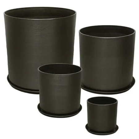 STONE POLYRESIN ΚΑΣΠΩ ΜΕ ΠΙΑΤΟ ΣΕΤ/8 ΓΚΡΙ ΟΨΙΔΙΑΝΟY - L:Φ43x43.5, M:Φ35x35, S:Φ28x28, XS:Φ21x21.8cm - Κασπω