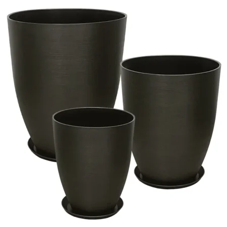 STONE POLYRESIN ΚΑΣΠΩ ΜΕ ΠΙΑΤΟ ΣΕΤ/6 ΓΚΡΙ ΟΨΙΔΙΑΝΟY - L:Φ43x52.5, M:Φ35x42.5, S:Φ28x34.5cm - Κασπω