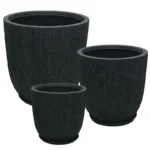 POLYRESIN ΚΑΣΠΩ ΜΕ ΠΙΑΤΟ ΣΕΤ/6 ΜΑΥΡΟ ΓΡΑΝΙΤΗ ΡΙΓΩΤΟ - L:Φ44x44.5, M:Φ37x37.5, S:Φ31x31.5cm